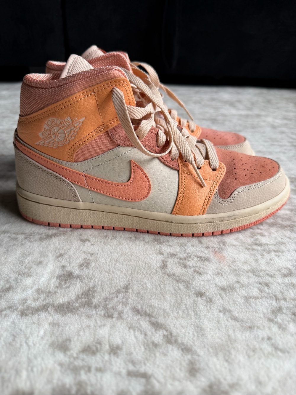 Jordan 1 Women's Mid Sneakers in Apricot Orange